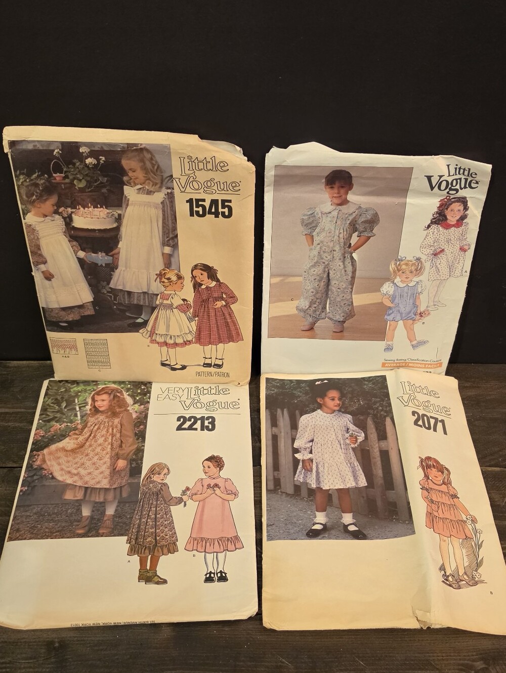 Vintage Little Vogue Sewing Patterns Lot of 4 Uncut Factory Folded Girls Dress